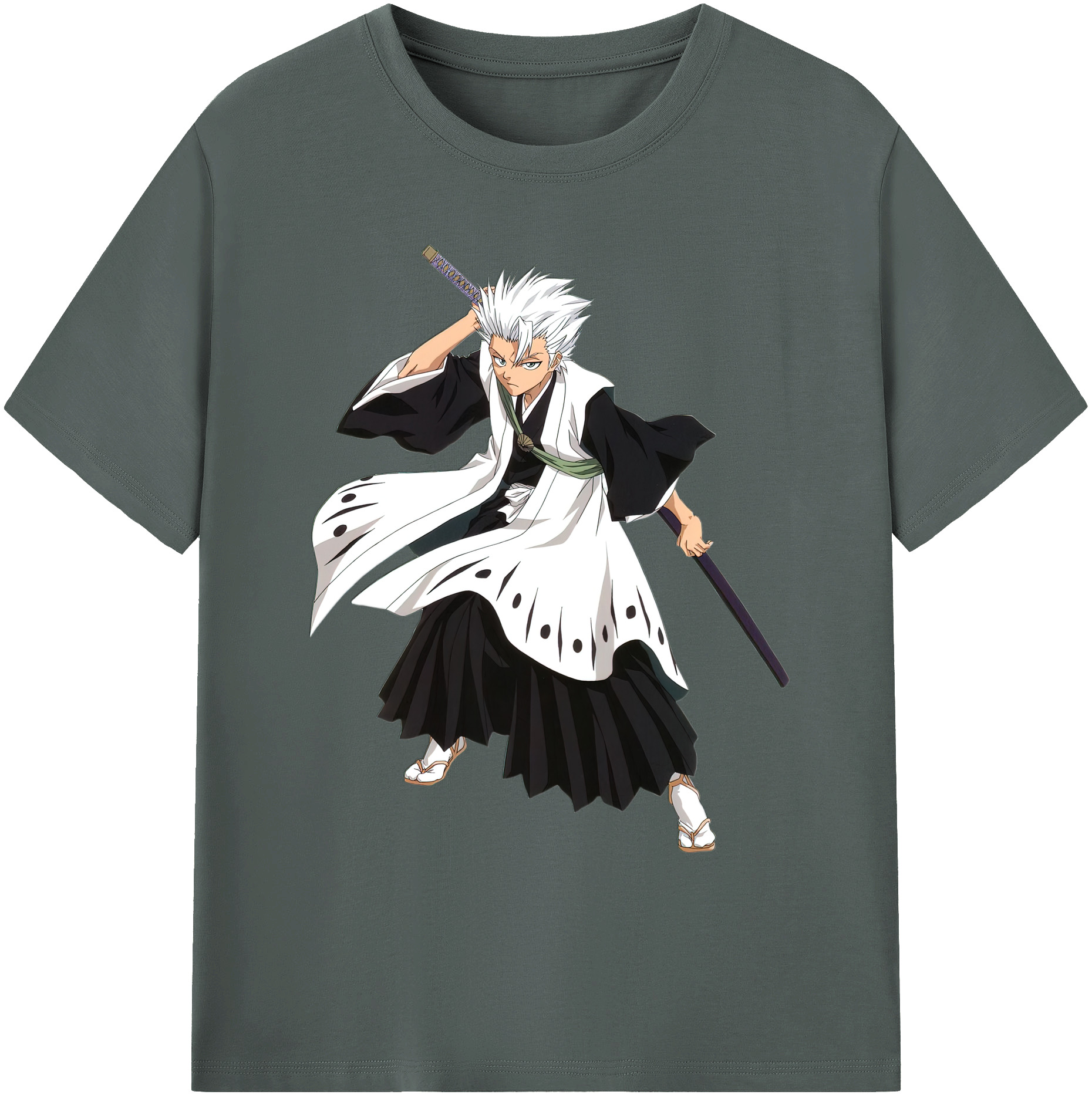 （画像用） ブリーチ 日番谷冬獅郎（ひつがや とうしろう） BLEACH Hitsugaya Toushirou 綿100％ メンズ半袖Tシャツ｜肌触りやわらか＆通気性